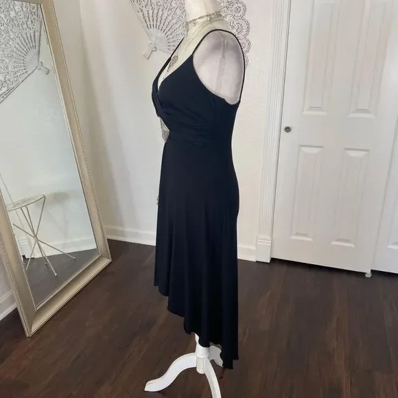 Jodi Kristopher Vintage Early 2000's Asymmetric Cinched Black Midi Prom Dress M - Picture 7 of 8